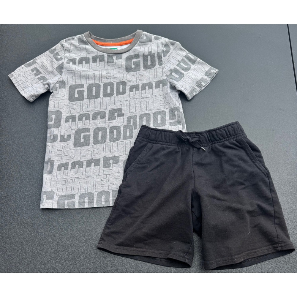 365 Kids Garanimals Cat & Jack Outfit Set Boys 7 Grey Black Good Times Graphic